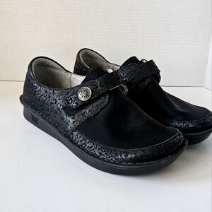 Alegria Dena Black Delicut Leather Neoprene Dream Fit Shoe Size 39